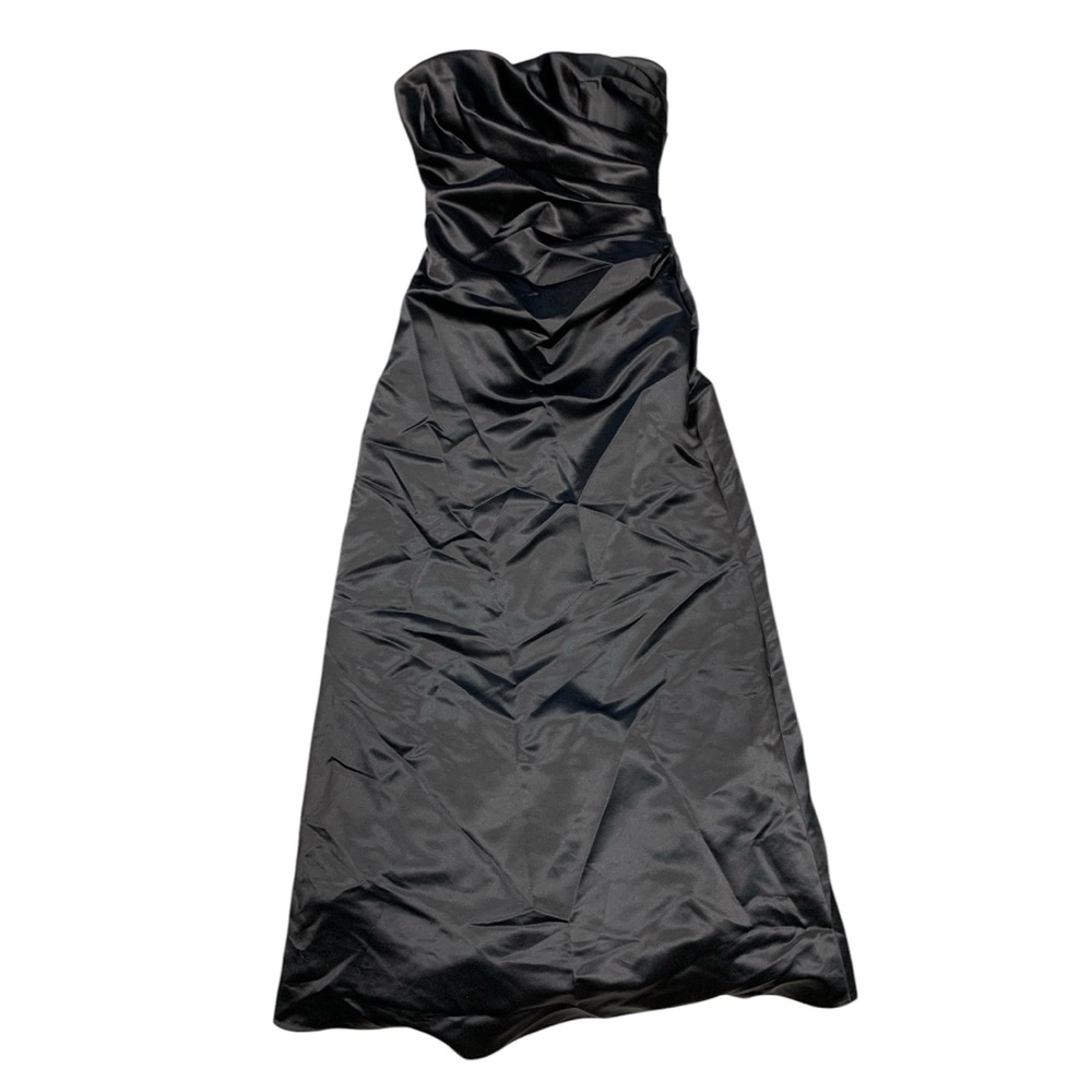 Classic Black Ball Gown Strapless Prom Dress Y2K Formal Ruffle Shiny Size 5/6